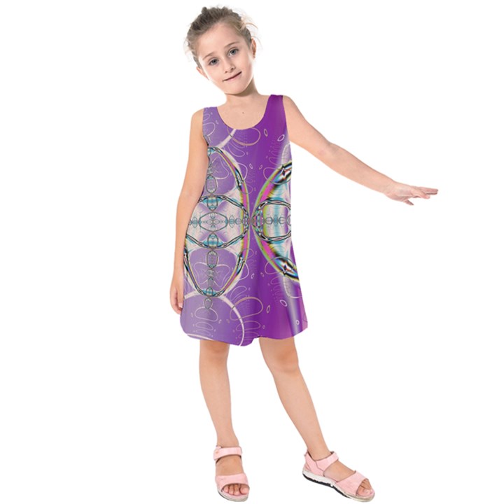 Abstract Colorful Art Pattern Design Fractal Kids  Sleeveless Dress