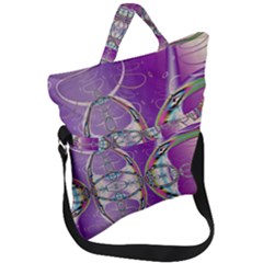 Abstract Colorful Art Pattern Design Fractal Fold Over Handle Tote Bag