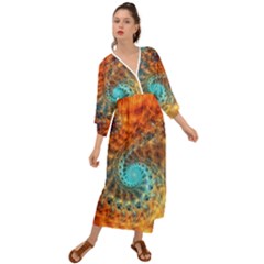 Fractal Math Abstract Mysterious Mystery Vortex Grecian Style  Maxi Dress by Ravend