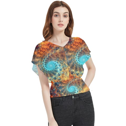 Fractal Math Abstract Mysterious Mystery Vortex Butterfly Chiffon Blouse by Ravend