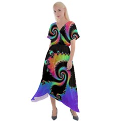 Fractal Spiral Vortex Swirl Whirlpool Math Cross Front Sharkbite Hem Maxi Dress by Ravend