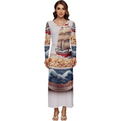 Ai Generated Noodles Pirate Chinese Food Food Long Sleeve Longline Maxi Dress