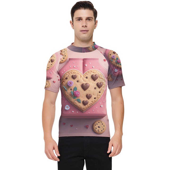 Cookies Valentine Heart Holiday Gift Love Men s Short Sleeve Rash Guard