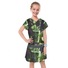 Ai Generated Drink Spinach Smooth Apple Ginger Kids  Drop Waist Dress by danenraven