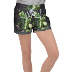 Ai Generated Drink Spinach Smooth Apple Ginger Velour Lounge Shorts by danenraven