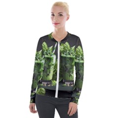 Ai Generated Drink Spinach Smooth Apple Ginger Velvet Zip Up Jacket by danenraven