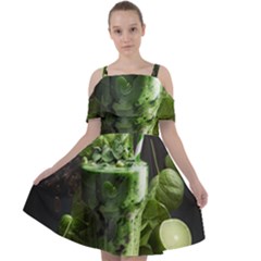 Ai Generated Drink Spinach Smooth Apple Ginger Cut Out Shoulders Chiffon Dress by danenraven