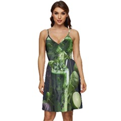 Ai Generated Drink Spinach Smooth Apple Ginger V-neck Pocket Summer Dress  by danenraven