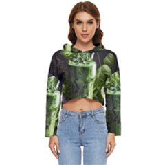 Ai Generated Drink Spinach Smooth Apple Ginger Women s Lightweight Cropped Hoodie by danenraven
