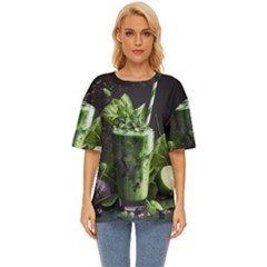 Ai Generated Drink Spinach Smooth Apple Ginger Oversized Basic Tee by danenraven