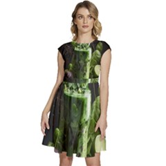 Ai Generated Drink Spinach Smooth Apple Ginger Cap Sleeve High Waist Dress by danenraven