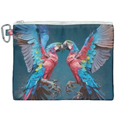 Birds Parrots Love Ornithology Species Fauna Canvas Cosmetic Bag (xxl) by danenraven