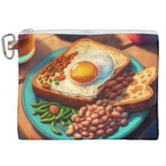 Ai Generated Breakfast Egg Beans Toast Plate Canvas Cosmetic Bag (xxl) by danenraven