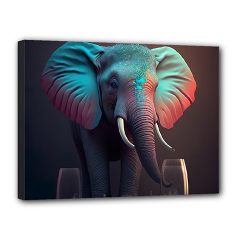Ai Generated Elephant Tusks Trunk Wildlife Africa Canvas 16  X 12  (stretched) by danenraven