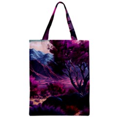 Landscape Landscape Painting Purple Purple Trees Zipper Classic Tote Bag by danenraven
