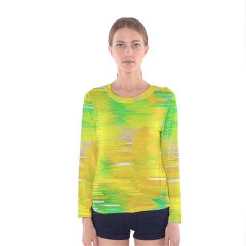 Colorful Multicolored Maximalist Abstract Design Women s Long Sleeve Tee by dflcprintsclothing