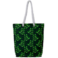 Branches Nature Green Leaves Sheet Full Print Rope Handle Tote (small) by Ravend