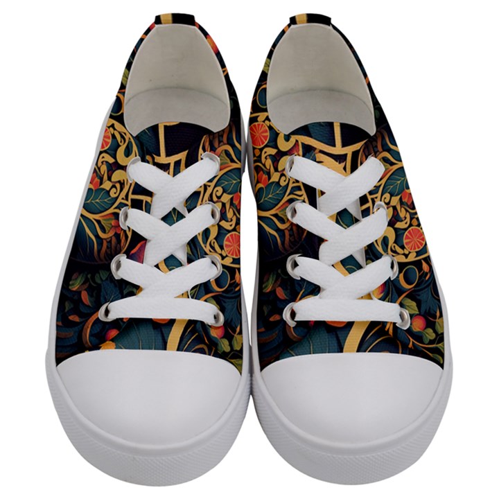 Ai Generated Apple Foliage Kids  Low Top Canvas Sneakers
