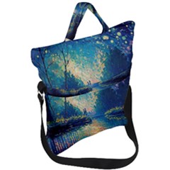 Oil Painting Night Scenery Fantasy Fold Over Handle Tote Bag