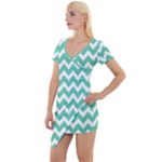 Chevron Pattern Gifts Short Sleeve Asymmetric Mini Dress
