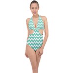 Chevron Pattern Gifts Halter Front Plunge Swimsuit