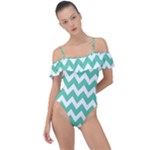 Chevron Pattern Gifts Frill Detail One Piece Swimsuit