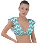 Chevron Pattern Gifts Plunge Frill Sleeve Bikini Top