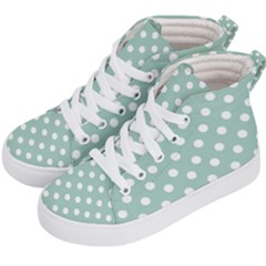 Light Blue And White Polka Dots Kids  Hi-top Skate Sneakers by GardenOfOphir