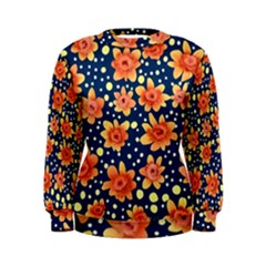 Flowers And Polka Dots Watercolor Women s Sweatshirt by GardenOfOphir