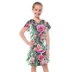Brilliant Blushing Blossoms Kids  Drop Waist Dress by GardenOfOphir