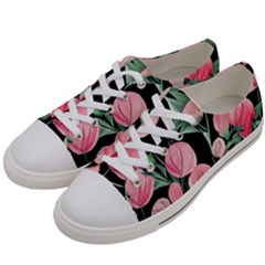 Boho Watercolor Botanical Flowers Women s Low Top Canvas Sneakers by GardenOfOphir