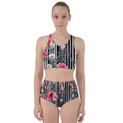 Tropical Paradise - Watercolor Botanical Flowers Racer Back Bikini Set by GardenOfOphir