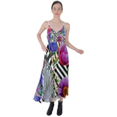 Bountiful Watercolor Flowers Tie Back Maxi Dress by GardenOfOphir