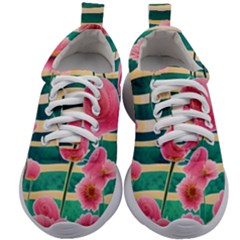 Different Watercolor Flowers Botanical Foliage Kids Athletic Shoes by GardenOfOphir