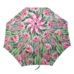 Cute Watercolor Flowers And Foliage Folding Umbrellas by GardenOfOphir