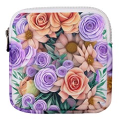 Cheerful And Captivating Watercolor Flowers Mini Square Pouch by GardenOfOphir