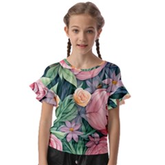 Darling And Dazzling Watercolor Flowers Kids  Cut Out Flutter Sleeves by GardenOfOphir