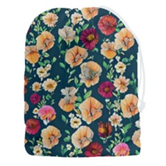 Charming Foliage – Watercolor Flowers Botanical Drawstring Pouch (3xl) by GardenOfOphir