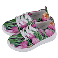Cheerful Watercolor Flowers Kids  Lightweight Sports Shoes by GardenOfOphir