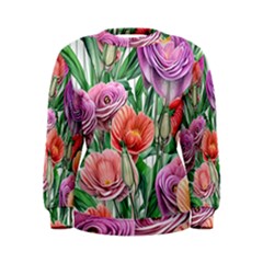 Captivating Watercolor Flowers Women s Sweatshirt by GardenOfOphir