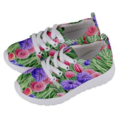 Exquisite Watercolor Flowers Kids  Lightweight Sports Shoes by GardenOfOphir