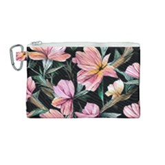 Charming Watercolor Flowers Canvas Cosmetic Bag (medium) by GardenOfOphir