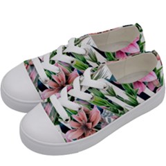 Sumptuous Watercolor Flowers Kids  Low Top Canvas Sneakers by GardenOfOphir