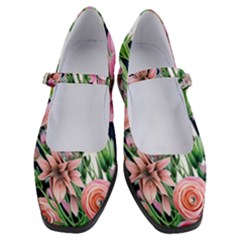 Sumptuous Watercolor Flowers Women s Mary Jane Shoes by GardenOfOphir