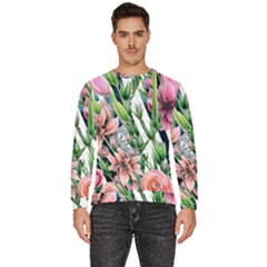 Sumptuous Watercolor Flowers Men s Fleece Sweatshirt by GardenOfOphir