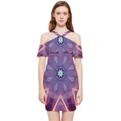 Abstract Glow Kaleidoscopic Light Shoulder Frill Bodycon Summer Dress