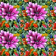 Cottagecore Botanical Summer Flowers Pattern by GardenOfOphir