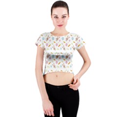 Easter Bunny Pattern Hare Easter Bunny Easter Egg Crew Neck Crop Top by Ravend