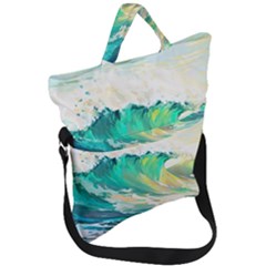 Ai Generated Waves Ocean Sea Tsunami Nautical Art Fold Over Handle Tote Bag