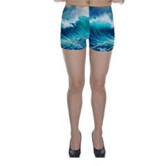 Ai Generated Waves Ocean Sea Tsunami Nautical Painting Skinny Shorts